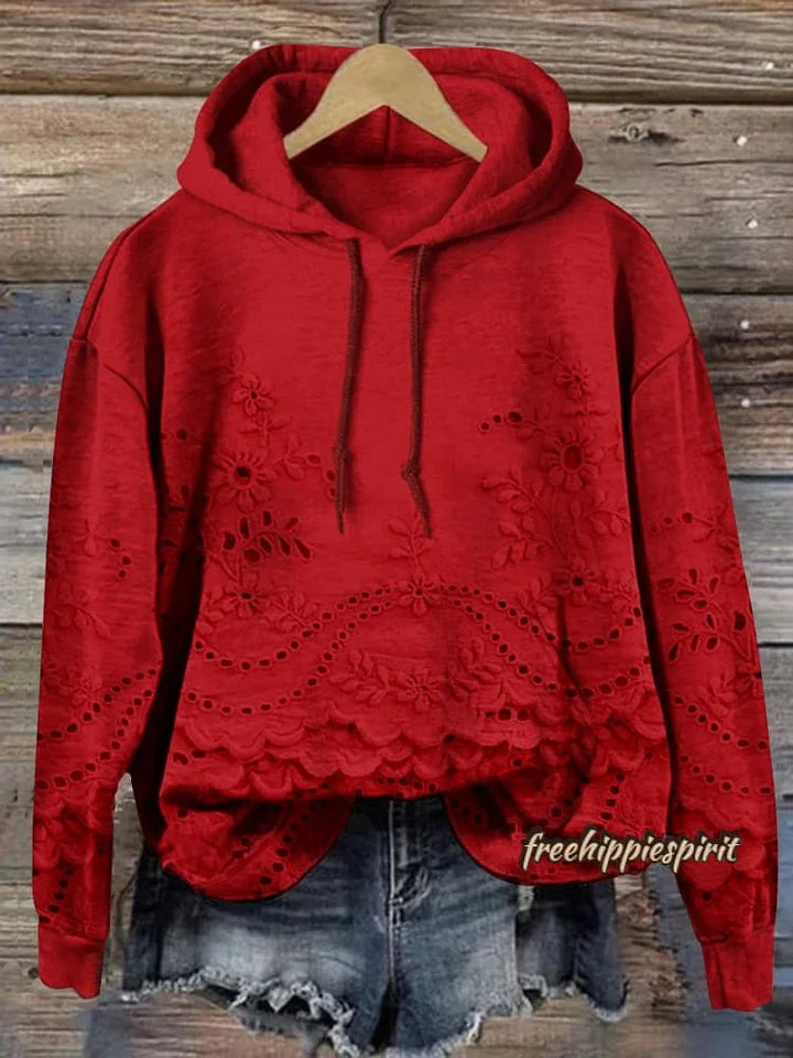 Justyna | Virágos Kapucnis Pulóver